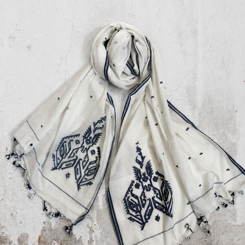Cotton-Khadi-Jamdani-Stole-8-01